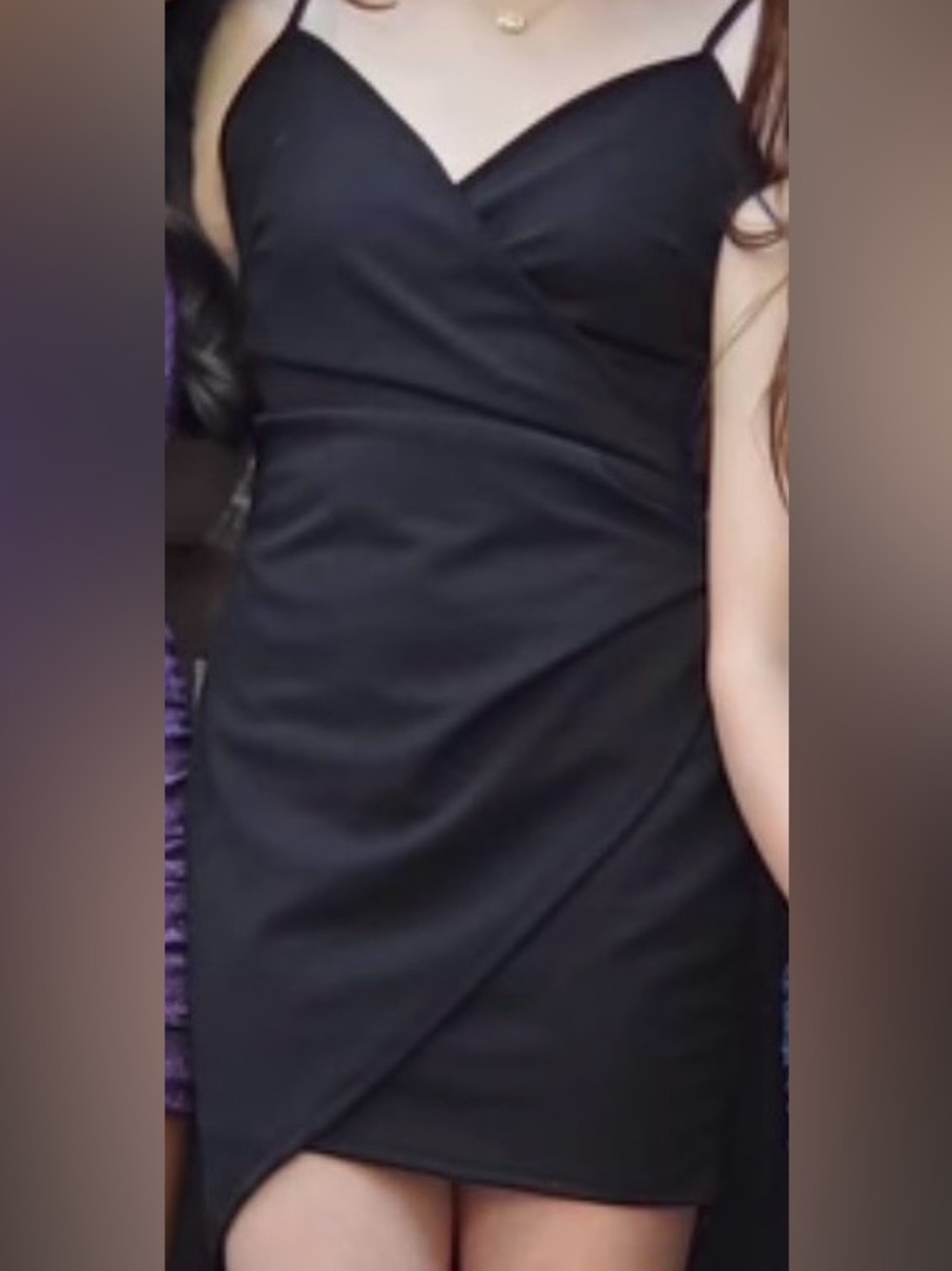 Classic Black Spaghetti Strap Wrap Dress
